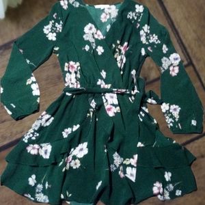 Green Mini Wrap Style Dress